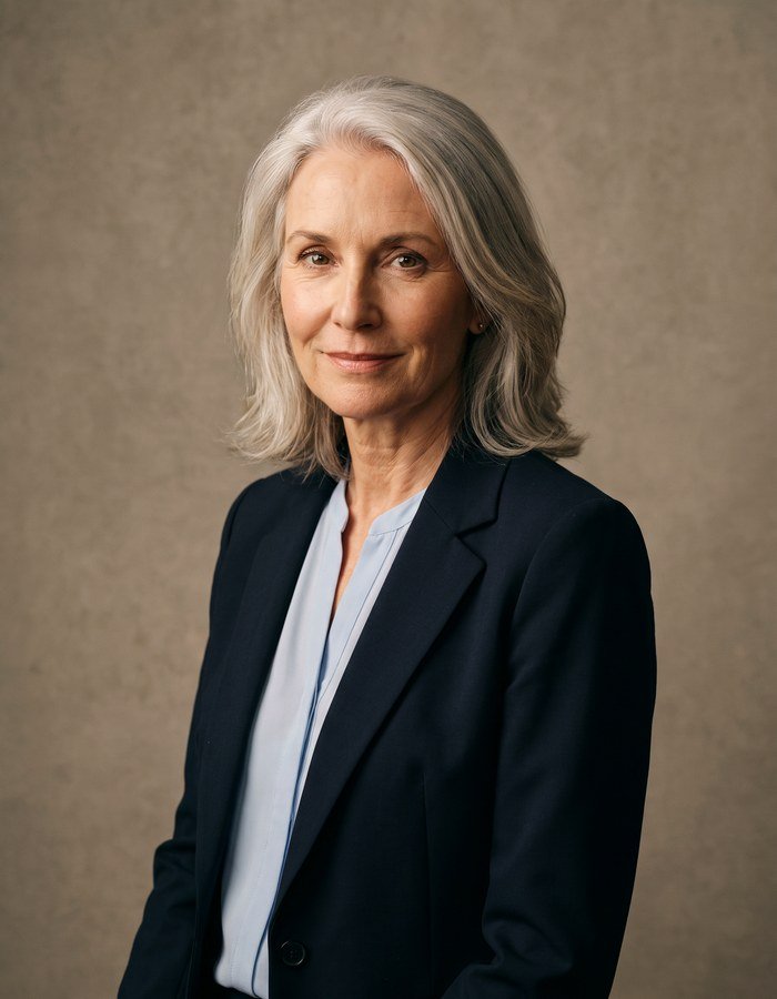 Portrait of a woman in blue scrubs