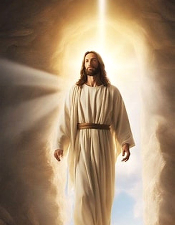 Portrait of Jesus, who waits inside heaven with his arms open